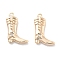 Brass Micro Pave Cubic Zirconia Pendants, Cadmium Free & Nickel Free & Lead Free, Boot Charms, Real 18K Gold Plated, 16.5x11.5x3mm, Hole: 1.2mm