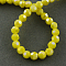 Electroplate Glass Beads Strands, AB Color Plated, Imitation Jade, Faceted(32 Facets), Round, Yellow, 6x5mm, Hole: 1mm, about 100pcs/strand, 21 inch