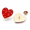 Alloy Brooches, Enamel Pin, with Butterfly Clutches, Heart, Light Gold, Red, 28x29x2mm, Pin: 1mm