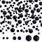 3 Style Silicone Beads, Round, Black, 5.5~15mm, Hole: 1.8~2.2mm, 120pcs/box
