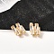 Nuggets Brass Micro Pave Clear Cubic Zirconia Stud Earrings, Cadmium Free & Lead Free, Golden, 7x6mm