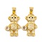 Brass Micro Pave Cubic Zirconia Pendants, Cadmium Free & Nickel Free & Lead Free, Real 18K Gold Plated Bear Charms, Clear, 24x14x4.5mm, Hole: 5x3.5mm
