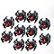 Halloween Alloy Rhinestone Pendants, Spider, Black, 21x22mm, 10pcs/set