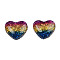 Resin Cabochons, with Glitter Powder, Heart, Colorful, 13.5x16x4.5mm