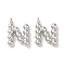 Brass Pendants, Cadmium Free & Nickel Free & Lead Free, Letter Charms, Platinum, 12x8.5x2mm, Hole: 1mm