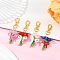 4Pcs 4 Colors Bouquet Handmade Glass Seed Beaded & Acrylic Pendants Decorations, with Alloy Swivel Lobster Claw Clasps, Mixed Color, 70mm, 1pc/color