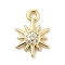 Brass Micro Pave Clear Cubic Zirconia Charms, Real 14K Gold Plated, Star, 12x8.5x2.5mm, Hole: 1.2mm