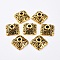 Tibetan Style Alloy Caps, Square, Cadmium Free & Nickel Free & Lead Free, Antique Golden, 10x10x5mm, Hole: 2mm