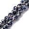 Handmade Blue and White Porcelain Beads Strands, Round, Prussian Blue, 10~11mm, Hole: 1.5mm, about 39pcs/strand, 35.5~40.5cm