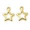 Brass Charms, Star, Real 18K Gold Plated, 8x6.5x1mm, Hole: 1mm