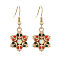 Snowflake Alloy Dangle Earrings, with Rhinestone, Golden, 36.8x14.6mm