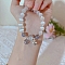 Bell Alloy & Cat Eye & Natural Moonstone Round Beaded Lucky Charm Bracelets for Women, Platinum, 7-1/8~8-5/8 inch(18~22cm)