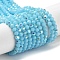 Opaque Glass Beads Strands, Faceted, Round, Sky Blue, 3mm, Hole: 0.8mm, about 163~166pcs/strand, 50~51cm