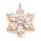 Brass Micro Pave Clear Cubic Zirconia Pendants, Long-Lasting Plated, Flower, Golden, 25.5x20x5mm, Hole: 2mm