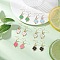 Clover Alloy Enamel Dangle Earrings, with 304 Stainless Steel Earring Hooks, Golden, Mixed Color, 35x13mm