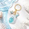 Luminous Transparent Acrylic Keychains, with Iron Split Key Rings, Shell Shape, Golden, Glow in the Dark, Cyan, 86mm
