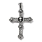 Ion Plating(IP) 304 Stainless Steel Big Pendants, Cross with Skull Charm, Antique Silver, 69x41.5x4mm, Hole: 5x7.5mm