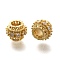 Rack Plating Brass Micro Pave Clear Cubic Zirconia European Beads, Large Hole Beads, Long-Lasting Plated, Lead Free & Cadmium Free, Round, Real 18K Gold Plated, 10x7.5mm, Hole: 4.5mm
