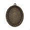 Vintage Tibetan Style Alloy Pendant Cabochon Bezel Settings, Cadmium Free & Nickel Free & Lead Free, Antique Bronze, Oval Tray: 35x45mm, 57x43x2.5mm, Hole: 3mm, about 85pcs/1000g