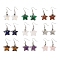 Natural & Synthetic Mixed Stone Dangle Earrings, with Rack Plating Brass Earring Hooks, Lead Free & Cadmium Free, Star, 44x22.5mm