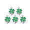 Rack Plating Alloy Enamel Pendants, Cadmium Free & Nickel Free & Lead Free, Clover, Platinum, Green, 19x13x1.5mm, Hole: 1.6mm