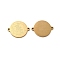 Ion Plating(IP) 304 Stainless Steel Connector Charms, Real 18K Gold Plated, Flat Round with Constellation, Aquarius, 20x16x1mm, Hole: 1.4mm