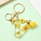 Resin & Alloy Enamel Keychain, with Alloy Clasp and Iron Rings, Letter V, 6cm, Pendant: 20~45mm