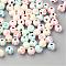 Craft Style Acrylic Beads, Round with Cross, Mixed Color, 8mm, Hole: 2mm, about 1800pcs/500g
