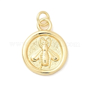 Плоские круглые подвески с пчелами из латуни KK-H529-58B-G