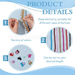 20 ярд двухцветной полиэстеровой эластичной кружевной ленты с петлями для пуговиц OCOR-BC0007-56
