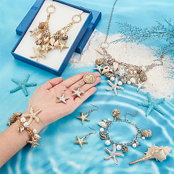 Комплект пляжных украшений из натуральных ракушек и морских звезд SJEW-PH0001-14