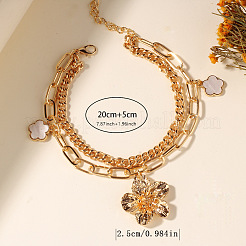 Сплав белый цветок подвеска двухслойная цепь браслеты для щиколотки для женщин FS-WG4B964-01