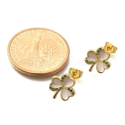 Серьга-гвоздик из латуни с микропаве из кубического циркония&nbsp;EJEW-C126-01G-03