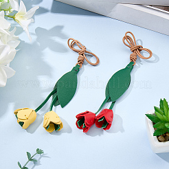 2 шт. 2-х цветное украшение для ключей из искусственной кожи с цветком&nbsp;FIND-GF0008-35