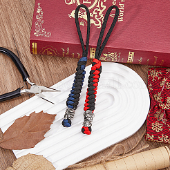 2 шт. 2 стиля плетеный полиэстеровый EDC нож парашютный шнур сплав спартанский череп бусина подвеска украшение для мужчин HJEW-HY0001-08