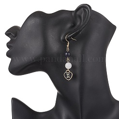 12 пара двухцветных серег-подвесок в форме сердца с двенадцатью созвездиями из сплава и эмали EJEW-JE06571