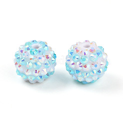 AB-цвет смолы горный хрусталь круглые бусины&nbsp;RESI-S313-14x16-03