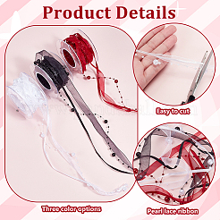 3 рулон двухцветного полиэстерового кружева с круглыми пластиковыми бусинами OCOR-GA0001-90