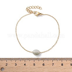 Браслеты из натурального нефрита из нержавеющей стали 304&nbsp;BJEW-A036-16G