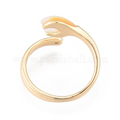 Открытое кольцо-манжета с сердцем из натуральной раковины и прозрачным кубическим цирконием&nbsp;RJEW-N039-09LG