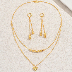 Комплекты из двухслойных ожерелий и серег в форме латунного сердца для женщин VD3296