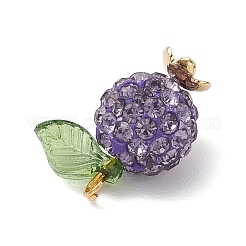 Бусины в форме диско-шариков с прозрачными акриловыми подвесками и колпачками из нержавеющей стали 304 и латунными штифтами с шарообразными головками&nbsp;PALLOY-TA00243