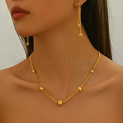 Роскошные латунные серьги-подвески с круглыми бусинами и ожерелья для ежедневного женского праздника ND7080