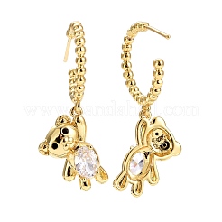 С-образные серьги-гвоздики с медведем и кубическим цирконием EJEW-E167-09G