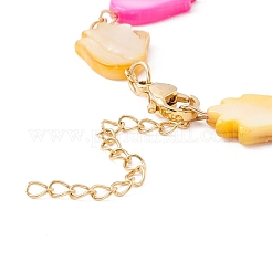 Браслет-цепочка из звеньев тюльпана из натуральной ракушки BJEW-C015-13G