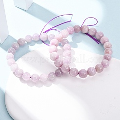 Натуральные круглые бусины кунцита эластичные браслеты для женщин и мужчин&nbsp;LS-BJEW-A149-01