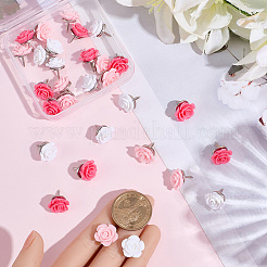 30 шт. 3-х цветные кнопки для рисования в виде цветочной смолы&nbsp;AJEW-SC0031-81