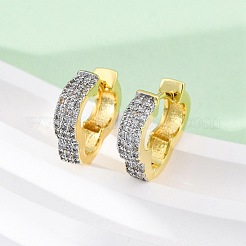 Латунные серьги-кольца из прозрачного кубического циркония EJEW-H158-16A-GP