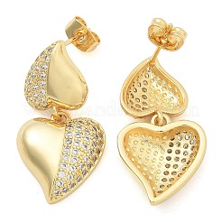 Серьги-гвоздики из латуни с микро-паве из прозрачного кубического циркония для женщин EJEW-C125-21C-G