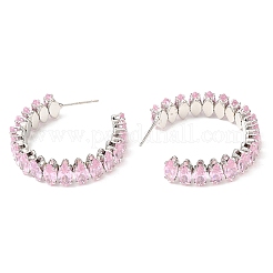 Круглые серьги-гвоздики с кубическим цирконием EJEW-Q7710-01P